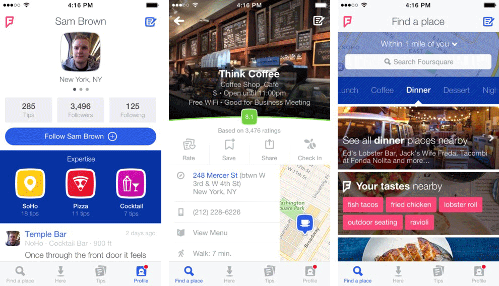 اپلیکیشن foursquare